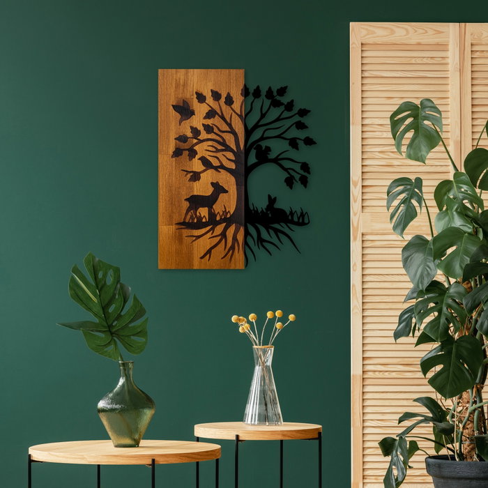 Wallity Nature Accesorio Decorativo de Pared de Madera y Metal Nogal y Negro
